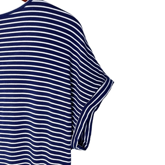 HILARY RADLEY Striped Drawstring Waist Dress Size Small in Navy and White Stripe - Picture 12 of 16
